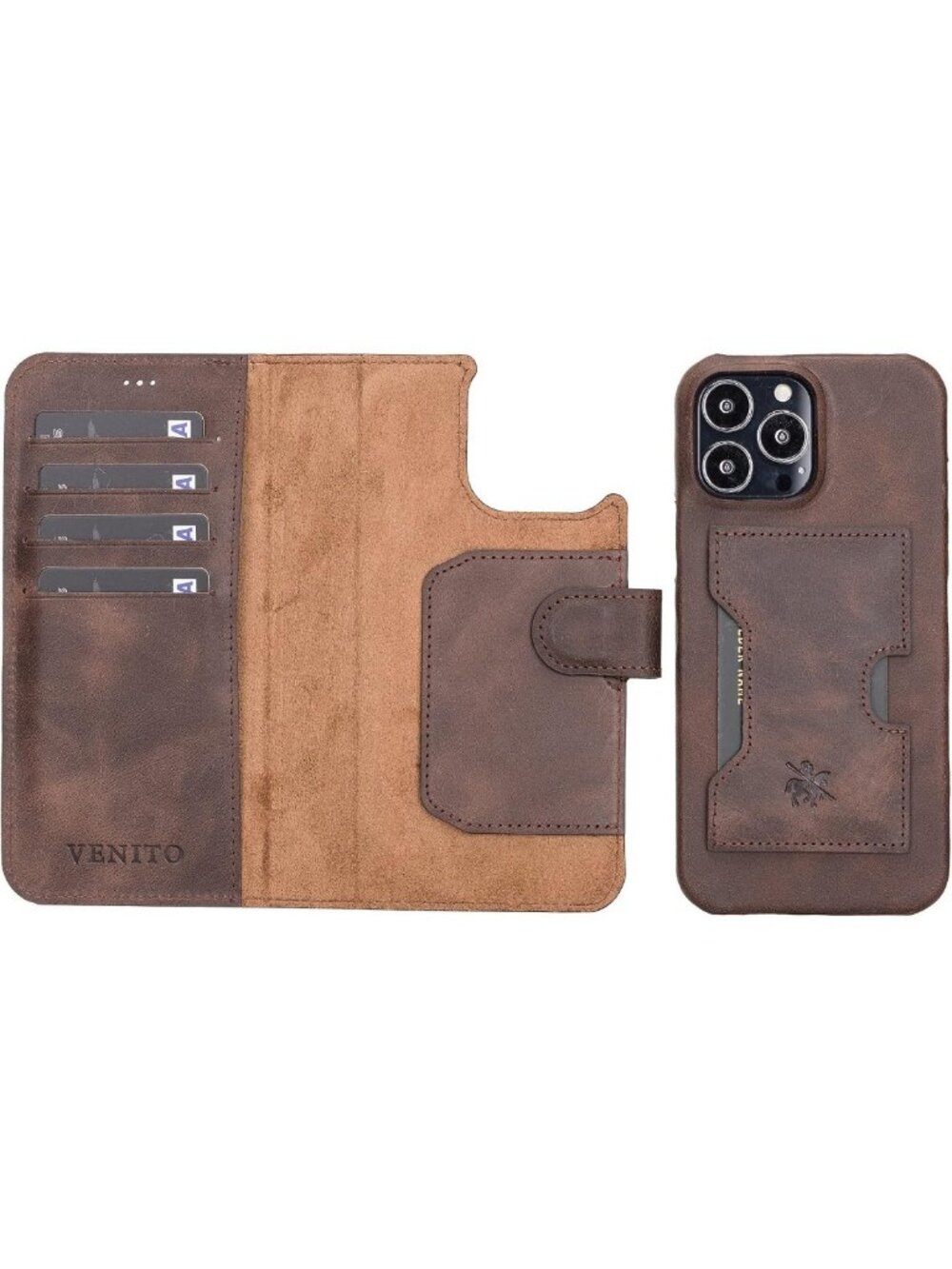 RFID Blocking Leather Wallet Case for iPhone 14 Pro Max - Stylish & Functional